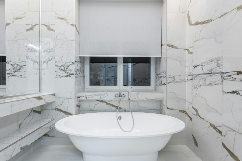 a renovated bathroom in Oakville, Ontario
