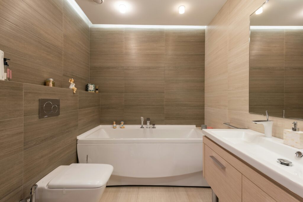 a renovated bathroom in Oakville, Ontario
