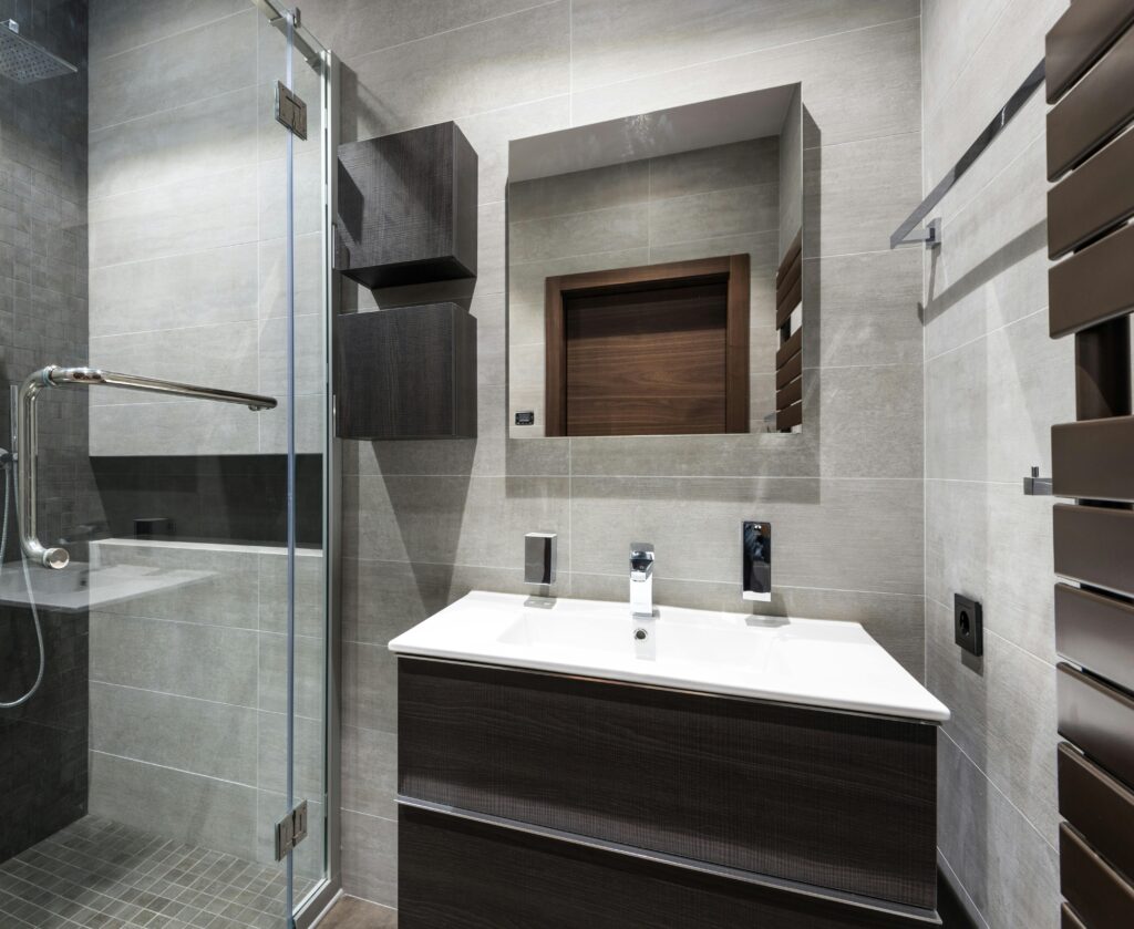 a renovated bathroom in Oakville, Ontario